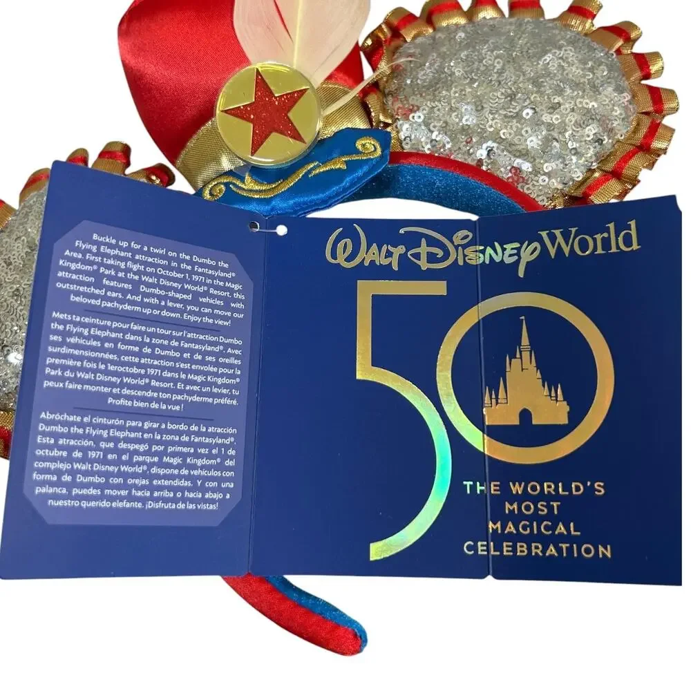 Disney World 50th NWT Mickey Ears Headband, The Main Attraction Dumbo, One-Size
